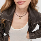 Short leather charm necklace